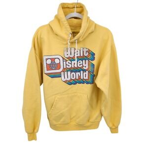 Vintage Walt Disney World‎ Yellow Retro Logo Hoodie Parks Sweatshirt Unisex